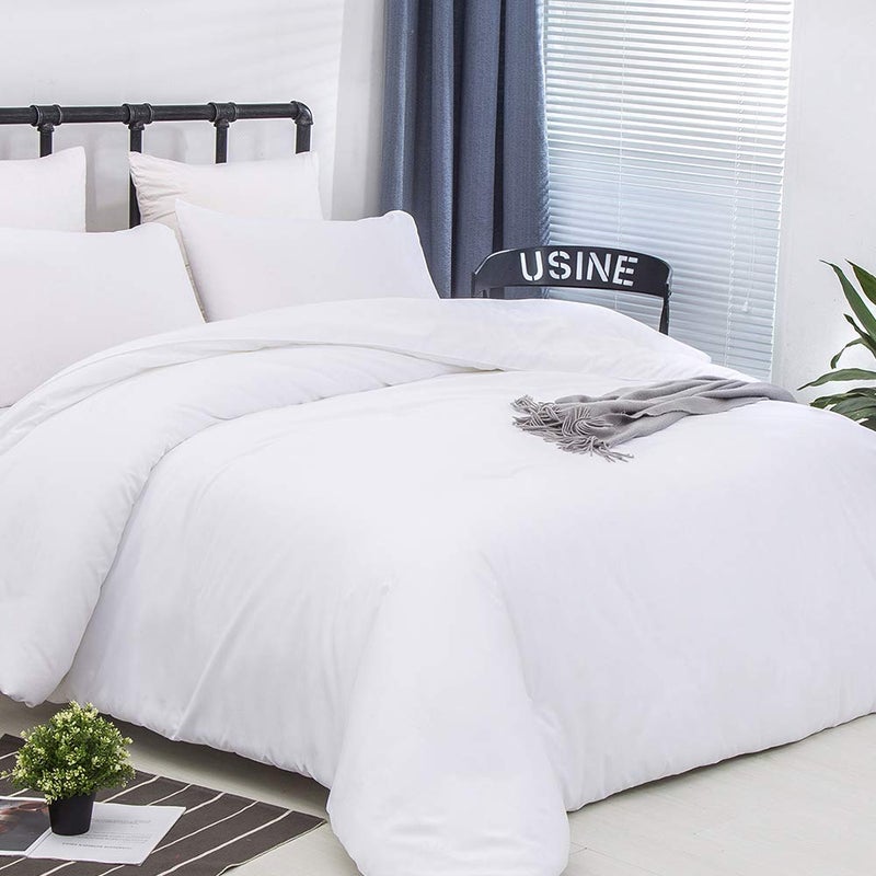 CLOTHKNOW White King Size Comforter Set 3Pcs White Bedding Comforter Sets Soft All Season Men Women Comforter Sets with 2 x Pillow Cases - Image 5